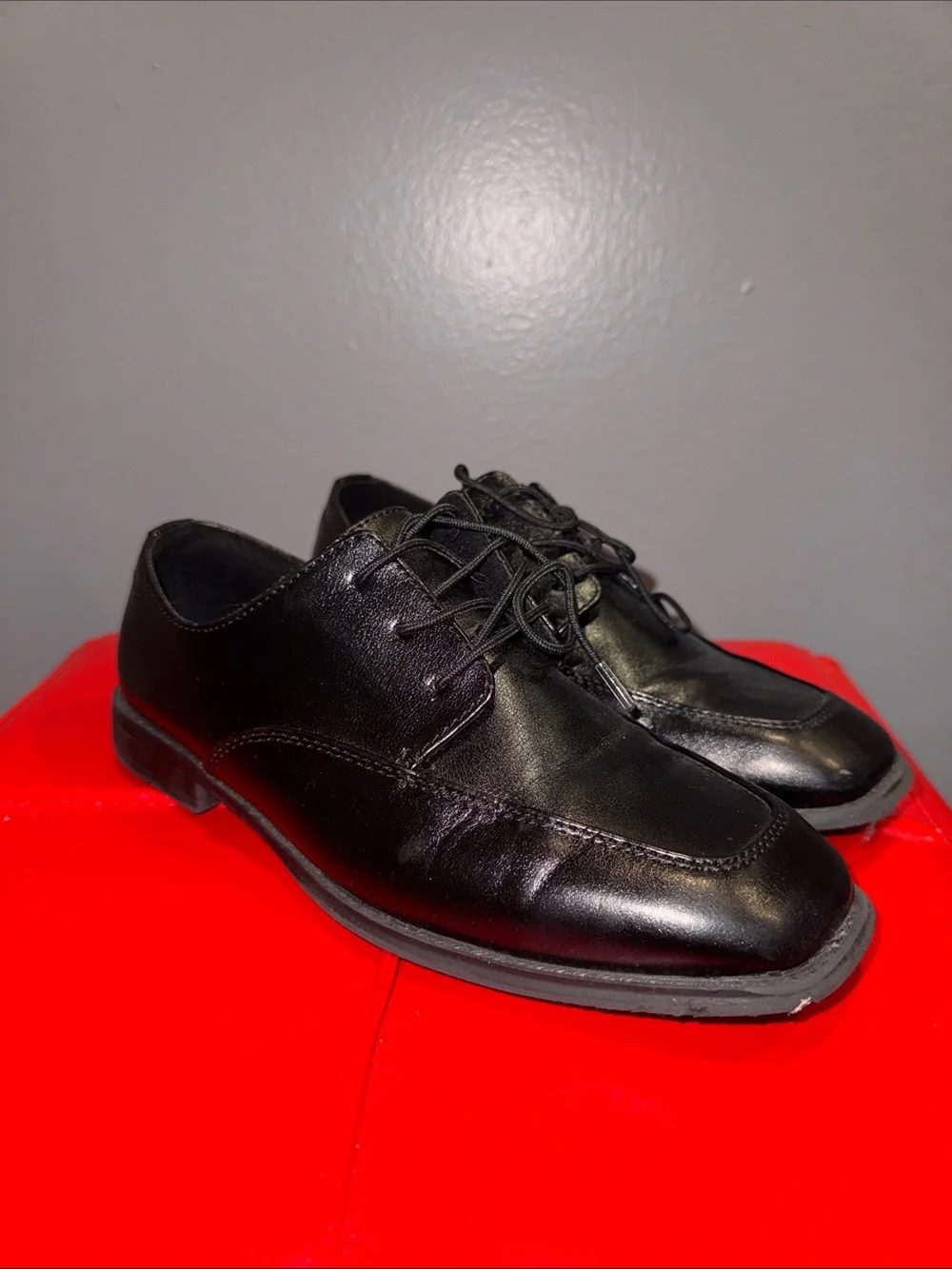 Men's Black Leather Lace-Up Dress Shoes